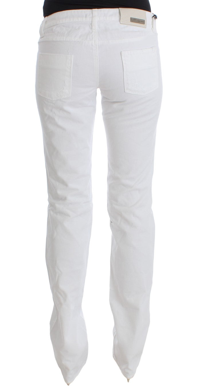Costume National White Cotton Slim Fit Denim Bootcut Jeans Costume National