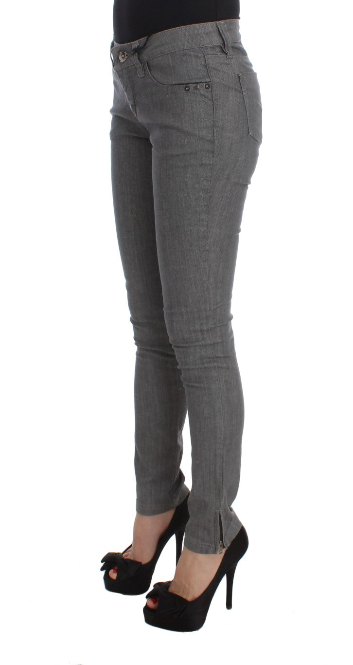Costume National Gray Cotton Blend Slim Fit Jeans Costume National