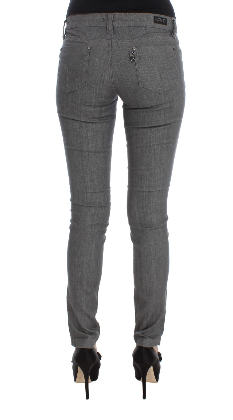 Costume National Gray Cotton Blend Slim Fit Jeans Costume National
