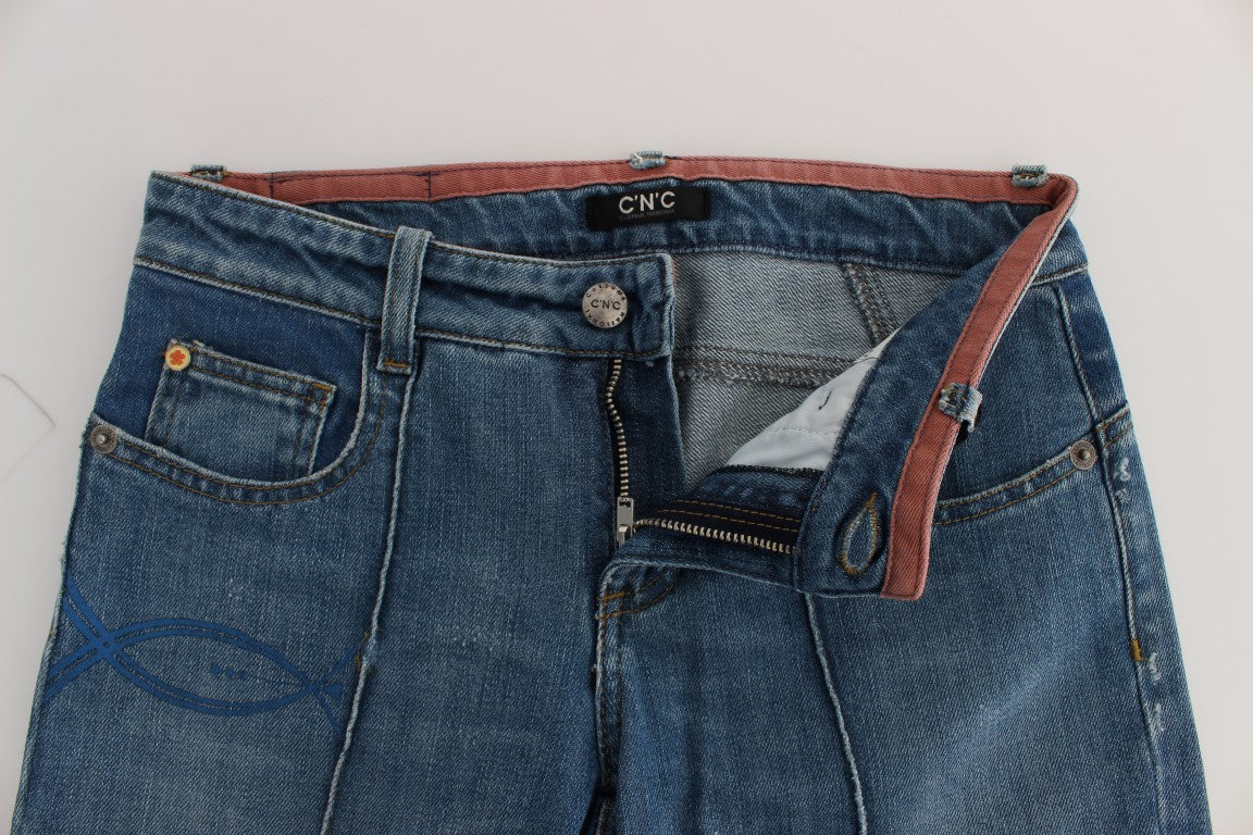 Costume National Blue Cotton Slim Fit Cropped Jeans Costume National
