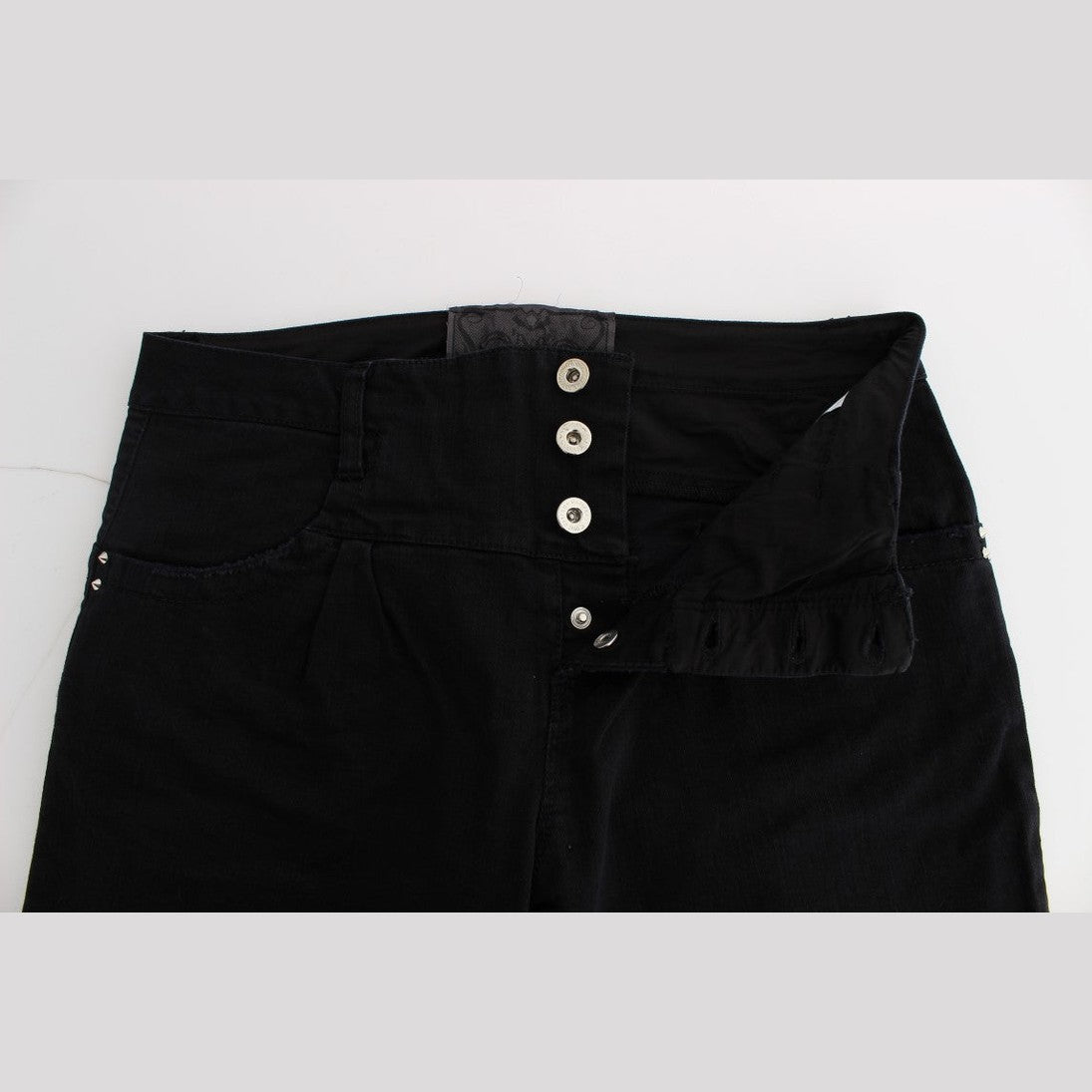 Costume National Black Cotton Slim Fit Cropped Jeans Costume National