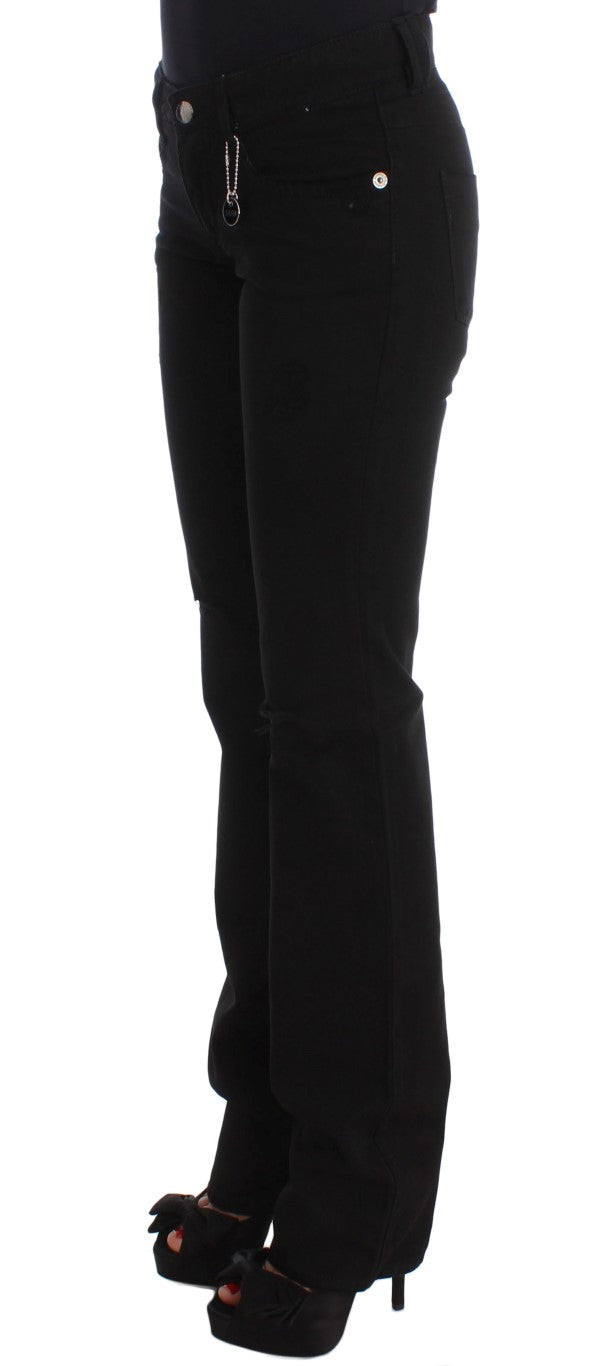 Costume National Black Cotton Slim Fit Bootcut Jeans Costume National