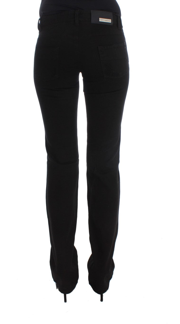 Costume National Black Cotton Slim Fit Bootcut Jeans Costume National