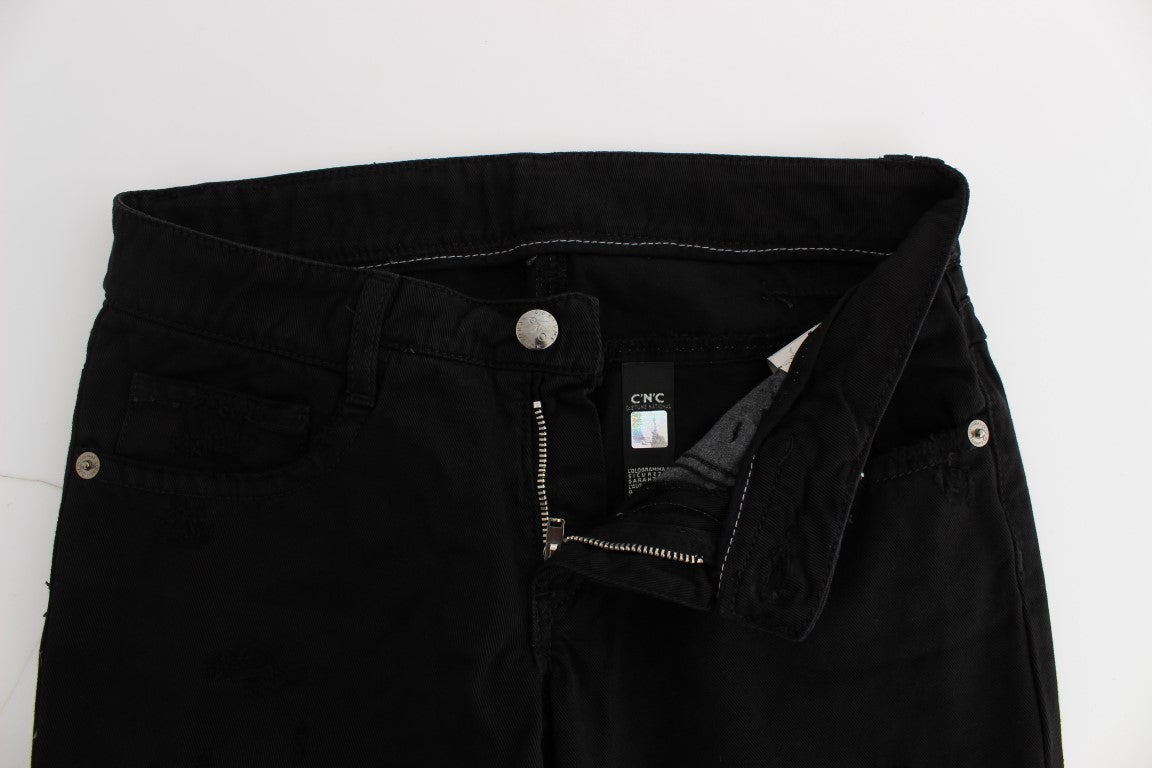 Costume National Black Cotton Slim Fit Bootcut Jeans Costume National