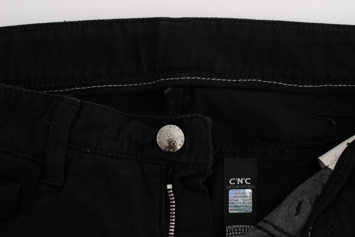 Costume National Black Cotton Slim Fit Bootcut Jeans Costume National