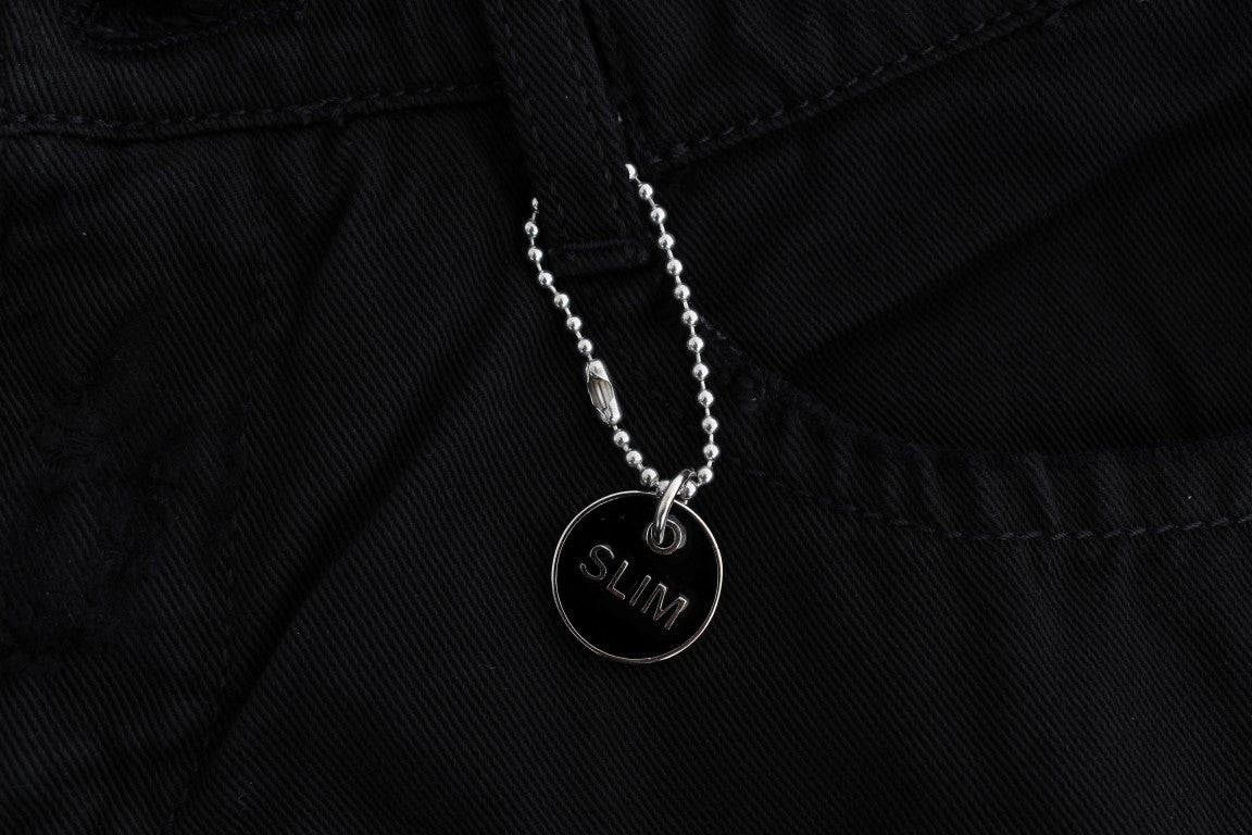 Costume National Black Cotton Slim Fit Bootcut Jeans Costume National