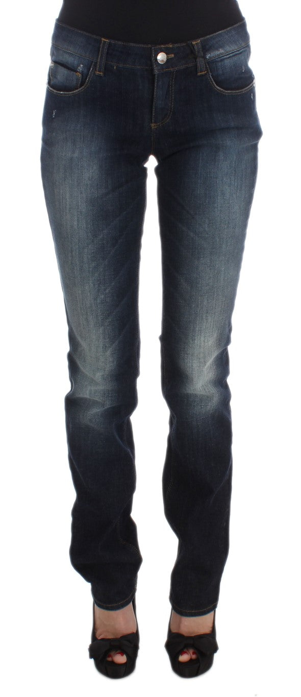 Costume National Blue Cotton Slim Fit Bootcut Jeans Costume National
