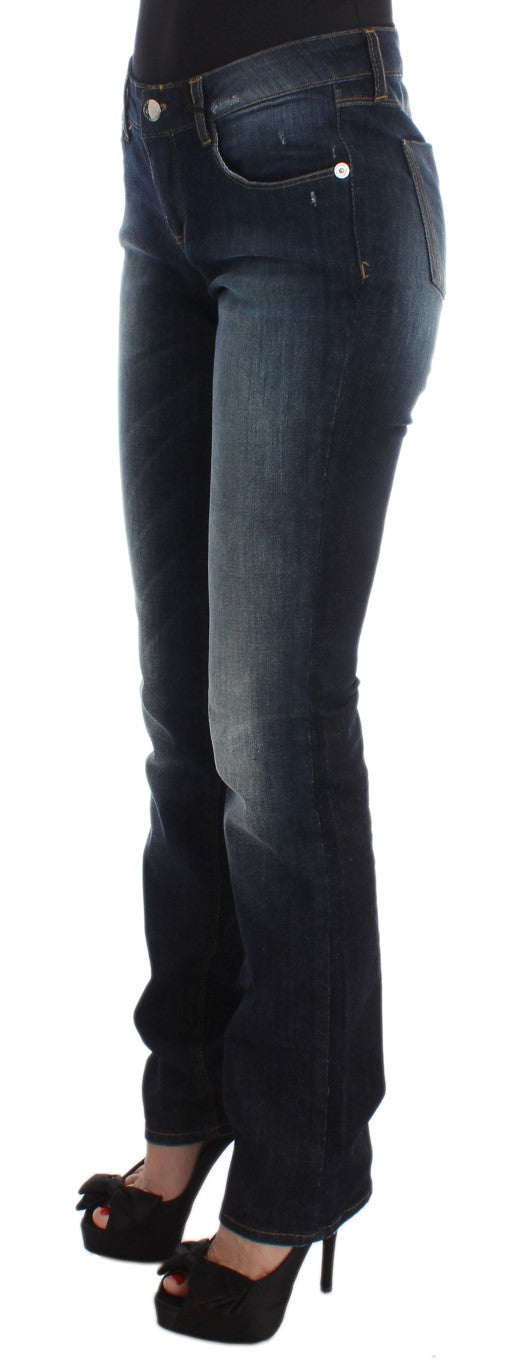 Costume National Blue Cotton Slim Fit Bootcut Jeans Costume National