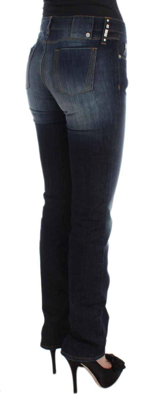 Costume National Blue Cotton Slim Fit Bootcut Jeans Costume National
