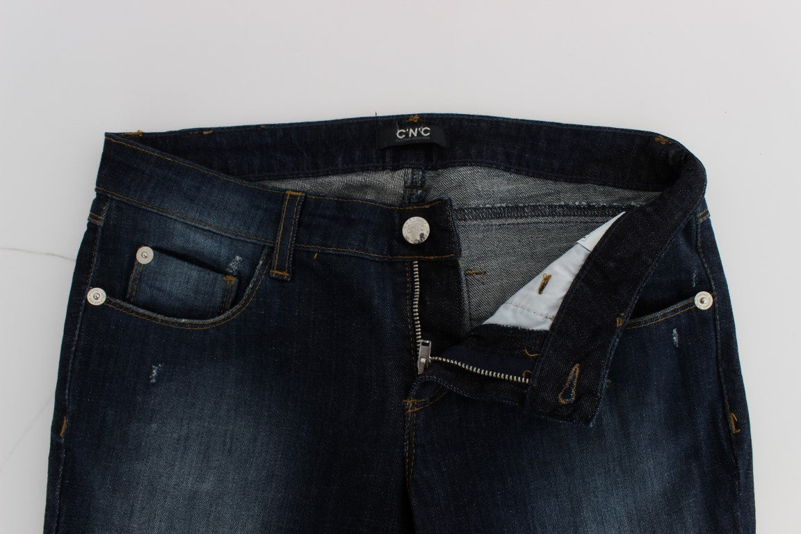 Costume National Blue Cotton Slim Fit Bootcut Jeans Costume National