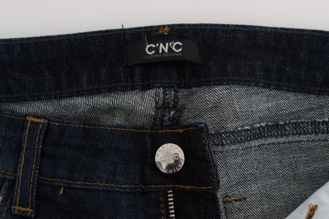 Costume National Blue Cotton Slim Fit Bootcut Jeans Costume National