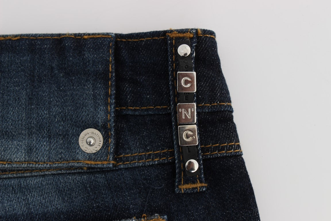 Costume National Blue Cotton Slim Fit Bootcut Jeans Costume National