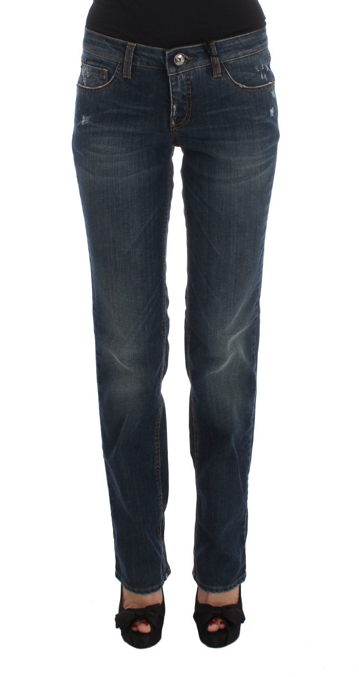 Costume National Blue Cotton Blend Bootcut Jeans Costume National
