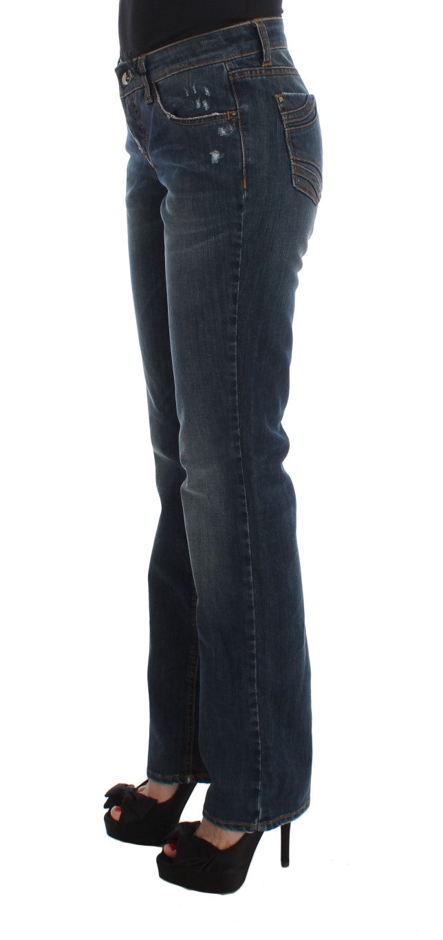 Costume National Blue Cotton Blend Bootcut Jeans Costume National
