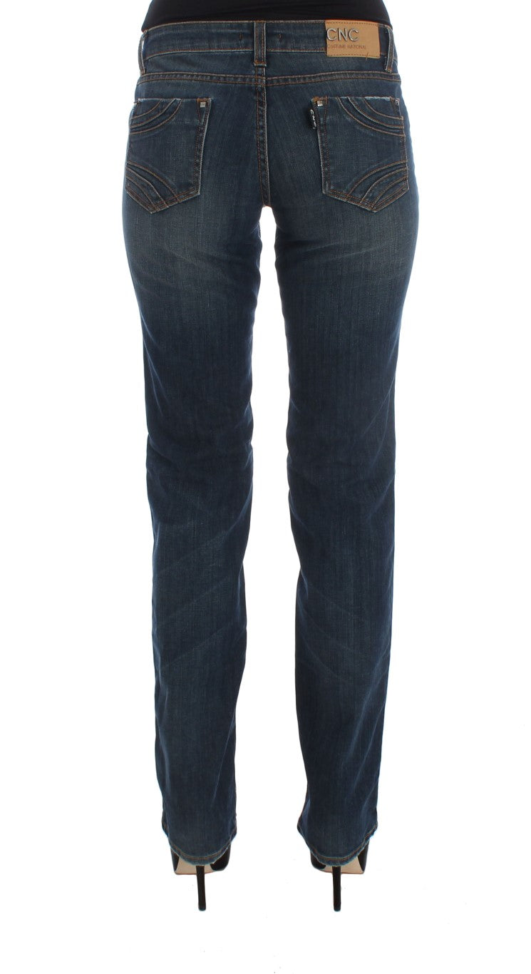 Costume National Blue Cotton Blend Bootcut Jeans Costume National