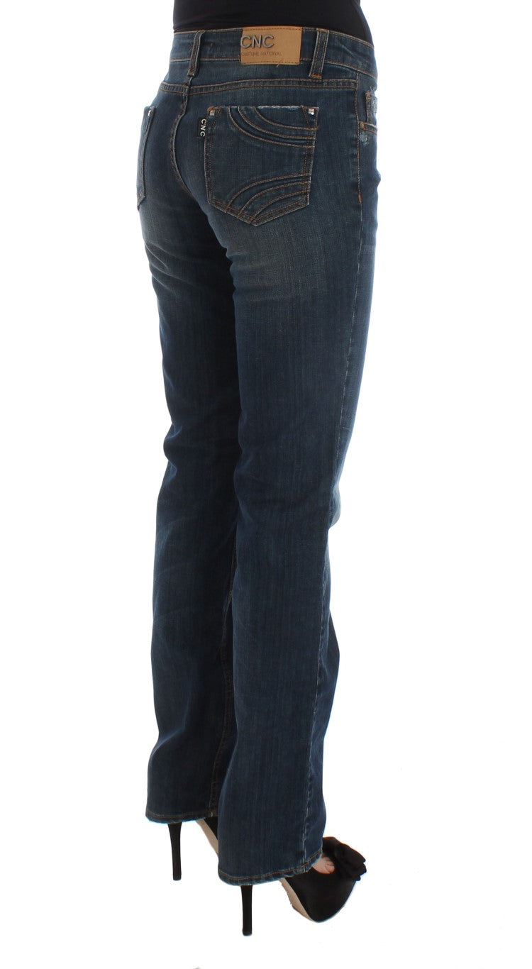 Costume National Blue Cotton Blend Bootcut Jeans Costume National