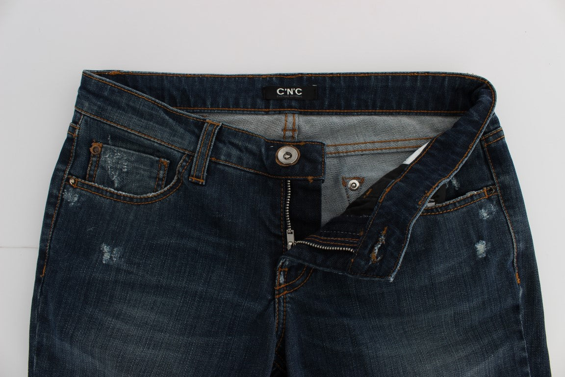 Costume National Blue Cotton Blend Bootcut Jeans Costume National