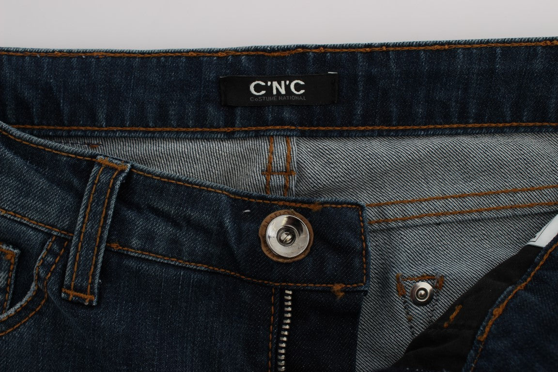 Costume National Blue Cotton Blend Bootcut Jeans Costume National