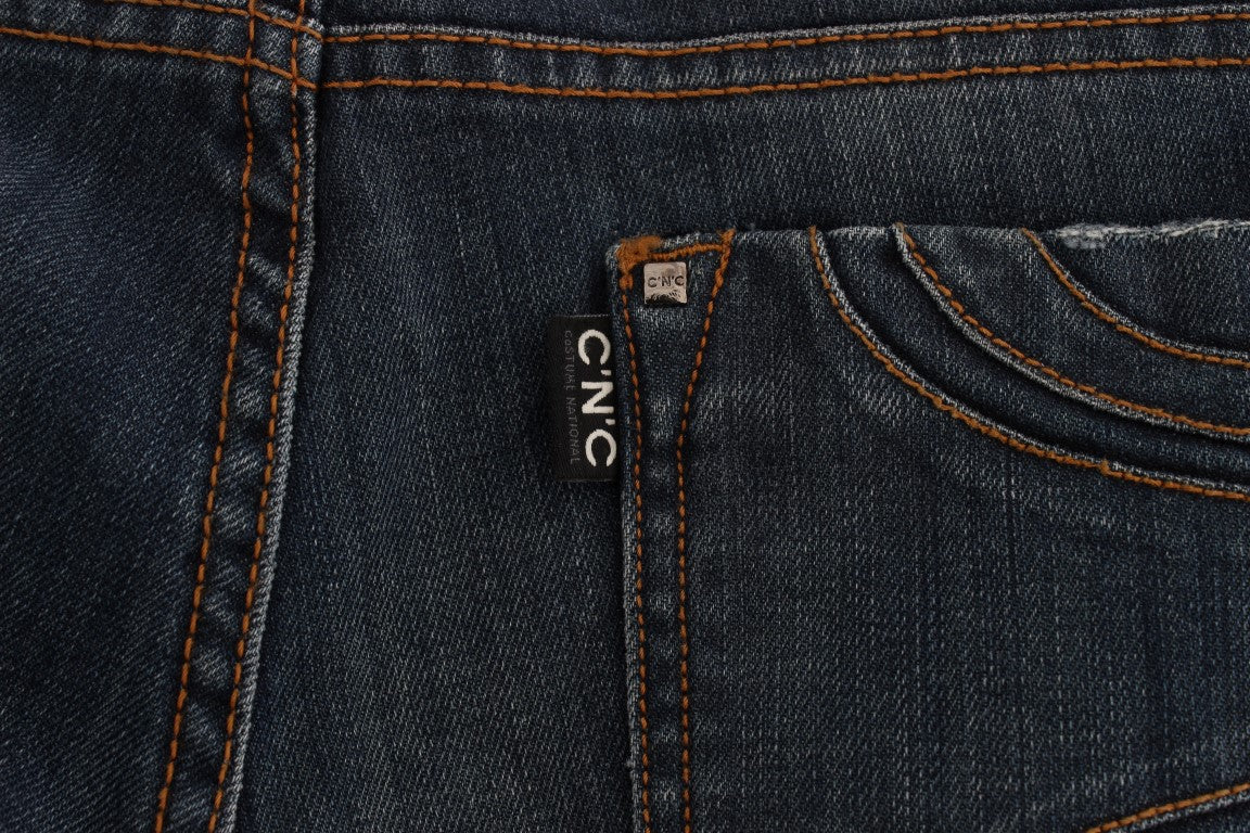 Costume National Blue Cotton Blend Bootcut Jeans Costume National