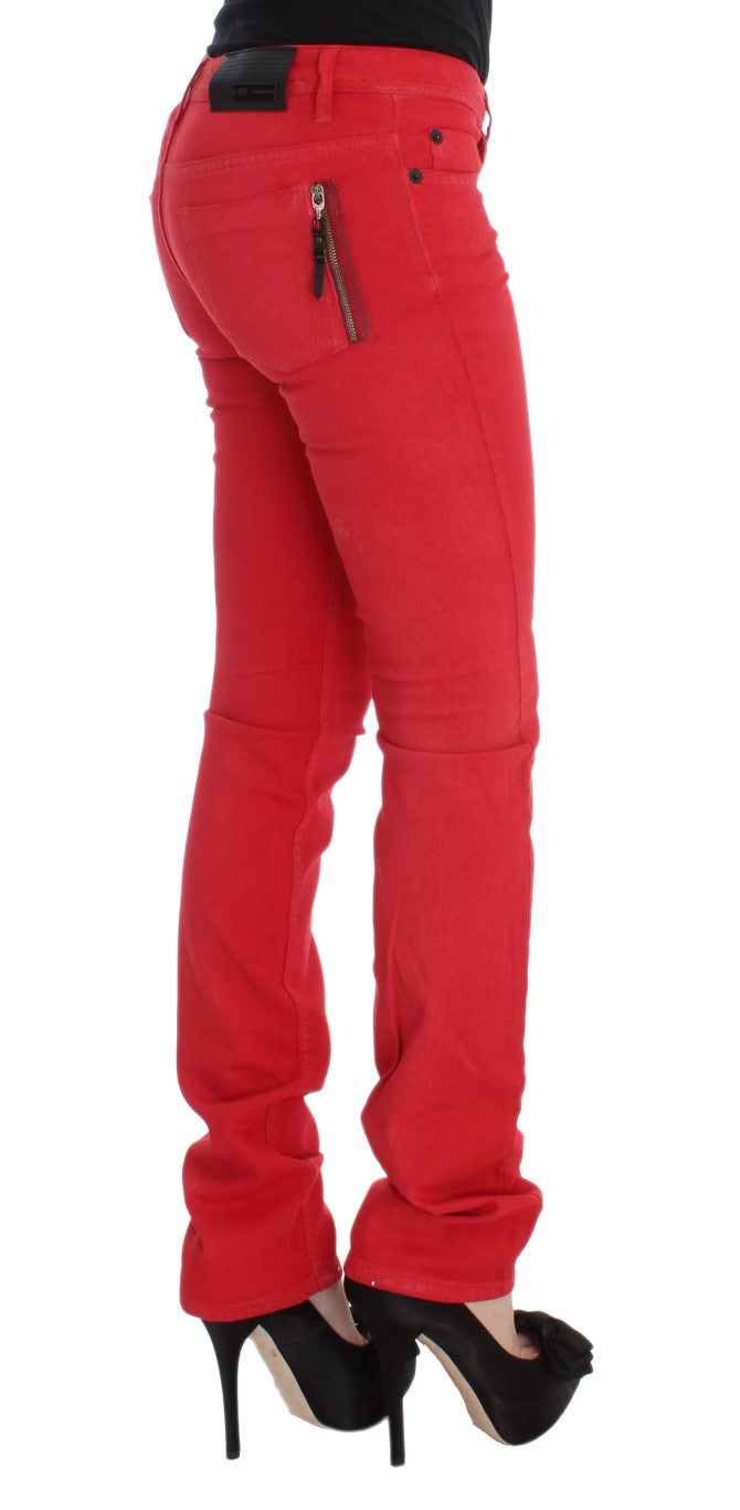 Costume National Red Cotton Blend Super Slim Fit Jeans Costume National