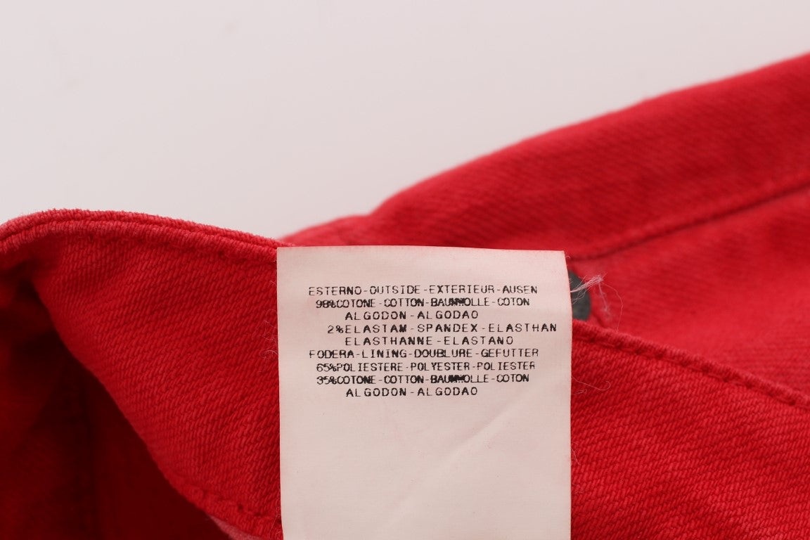 Costume National Red Cotton Blend Super Slim Fit Jeans Costume National