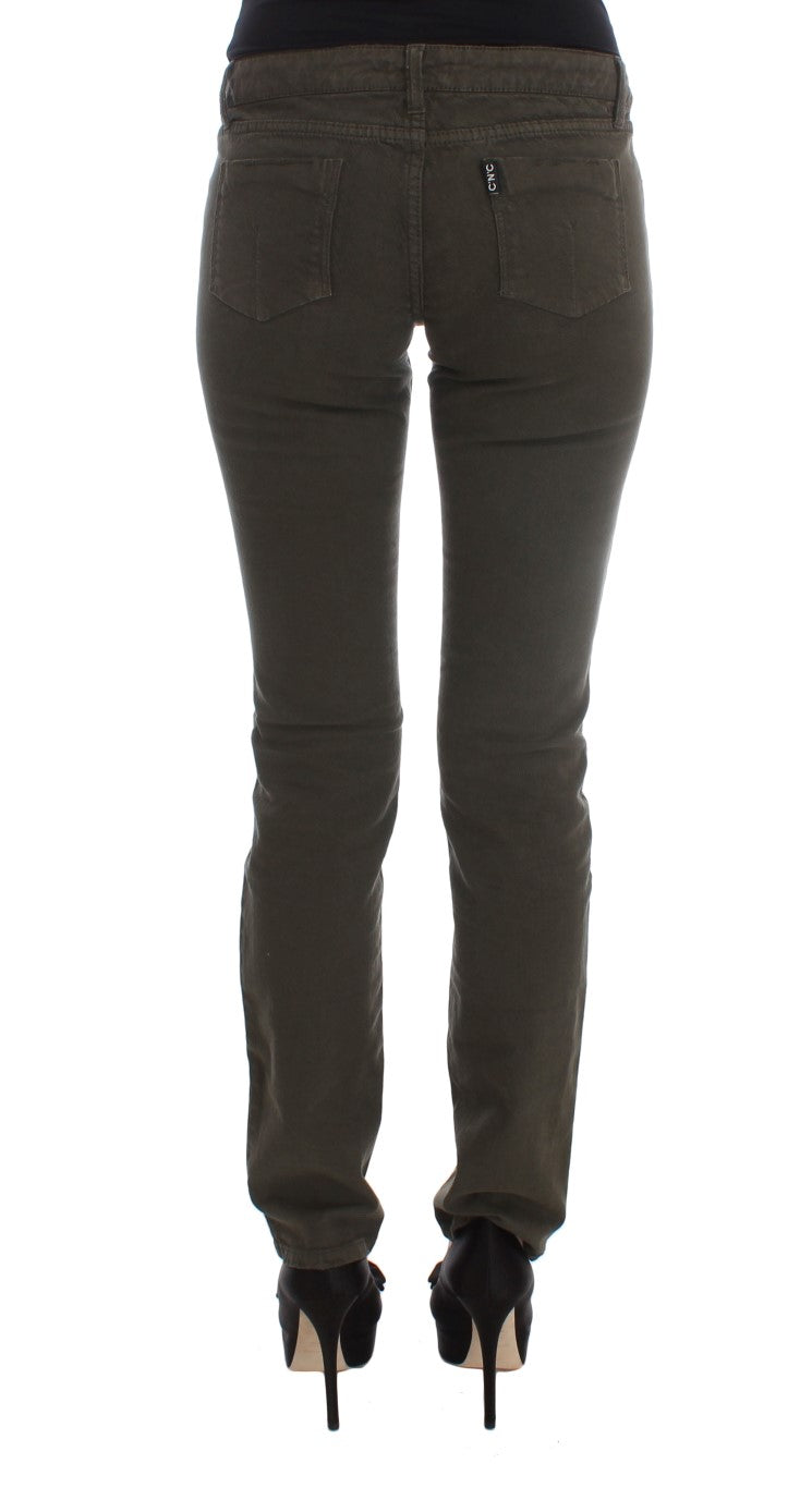Costume National Green Cotton Blend Slim Fit Jeans Costume National