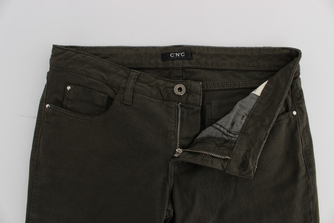 Costume National Green Cotton Blend Slim Fit Jeans Costume National
