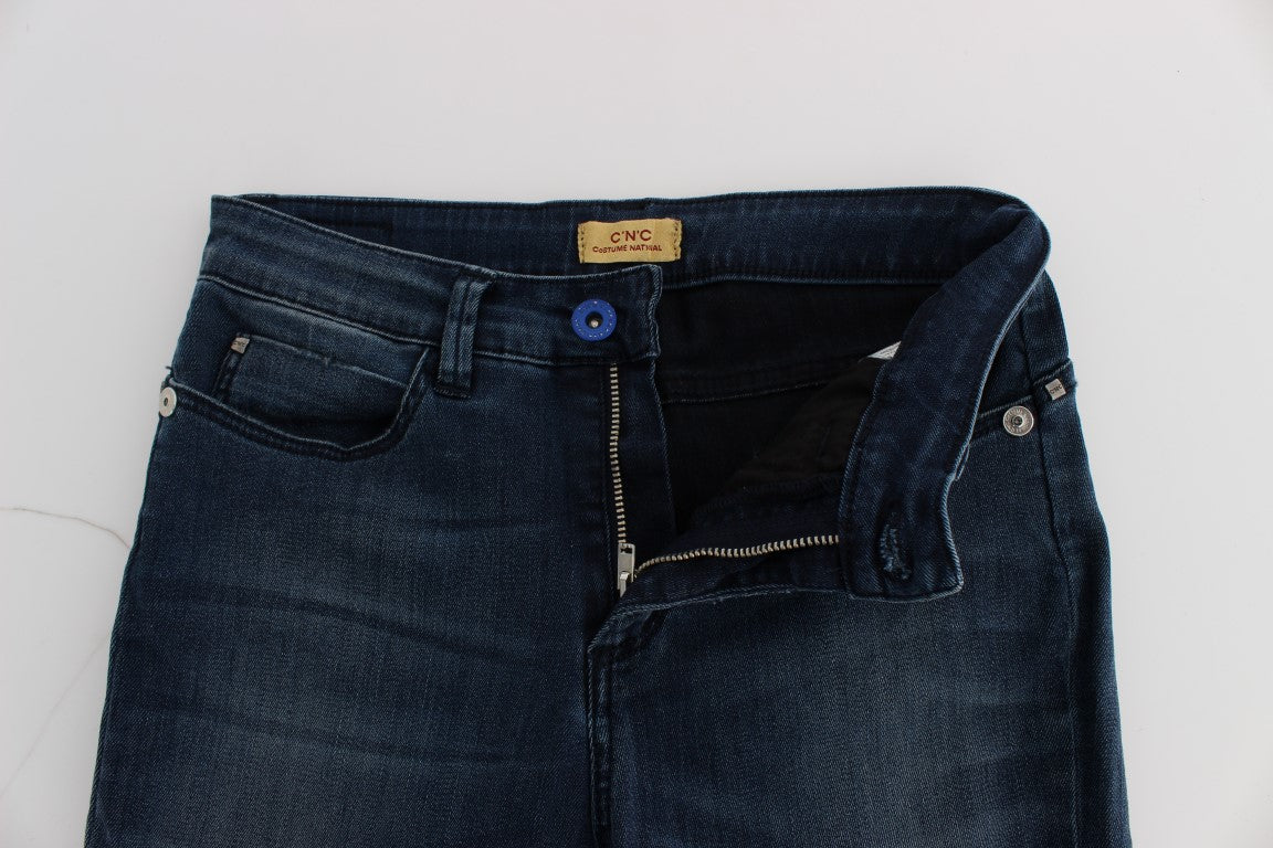 Costume National Blue Cotton Blend Slim Fit Jeans Costume National