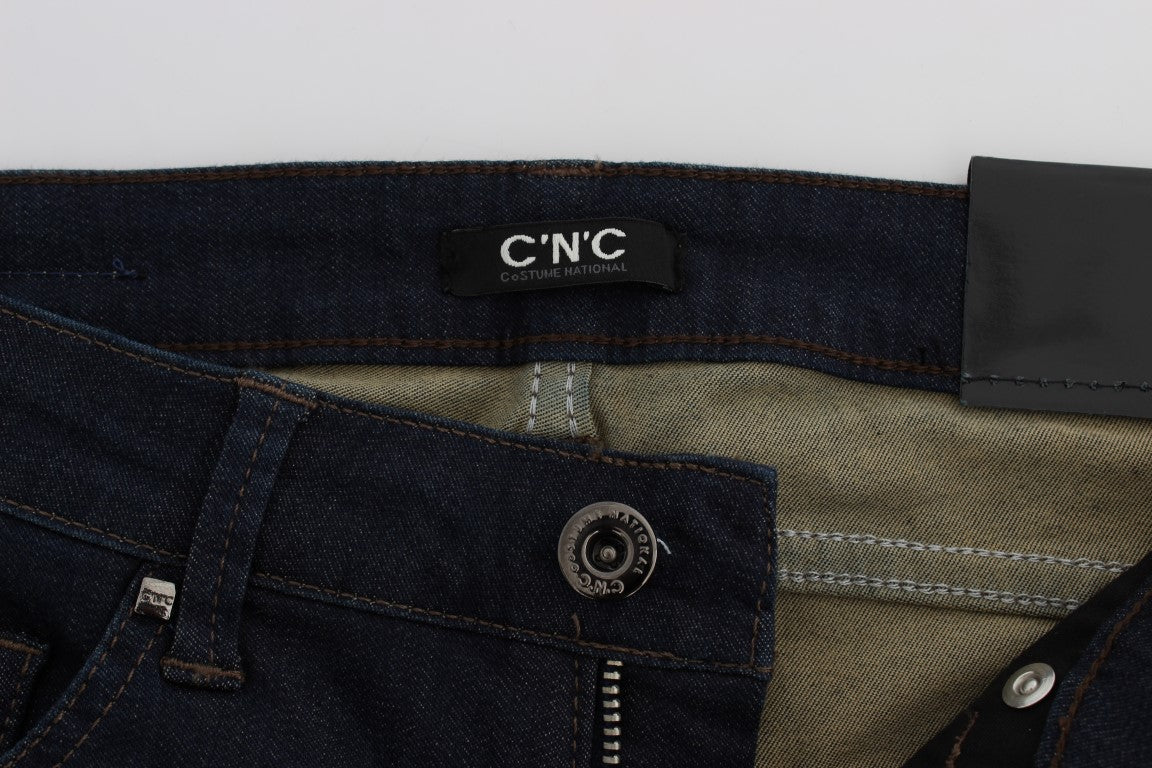 Costume National Blue Cotton Blend Slim Fit Jeans Costume National