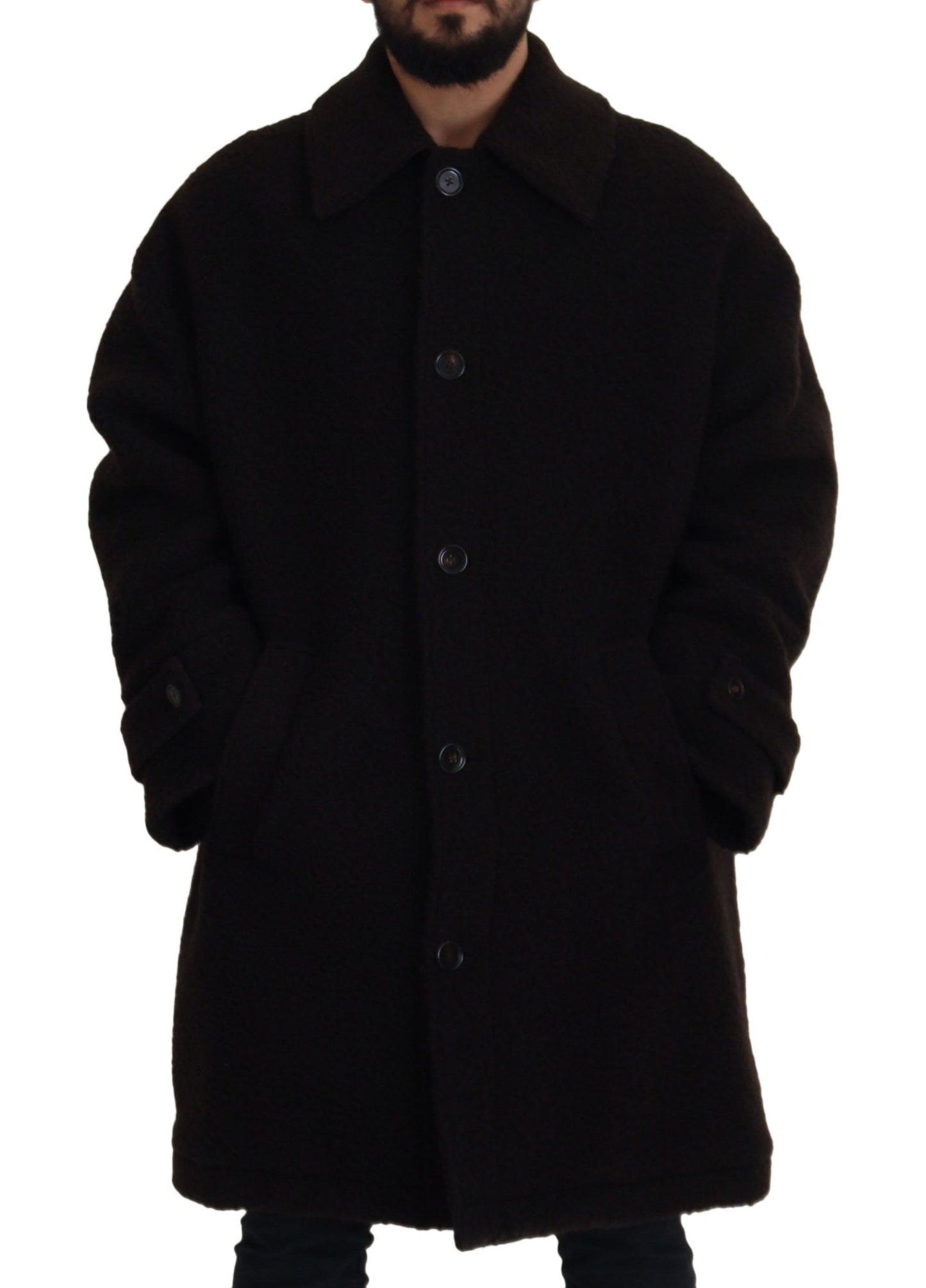 Dolce & Gabbana Black Alpaca Button Down Trench Coat Jacket Dolce & Gabbana