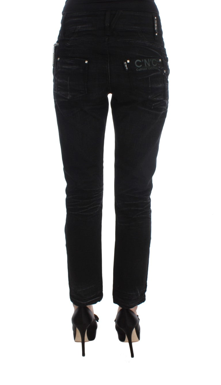 Costume National Black Cotton Slouchy Slims Fit Jeans Costume National