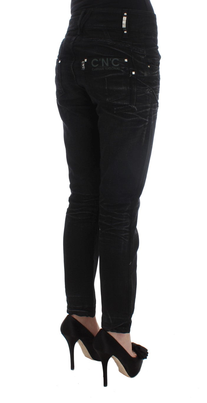 Costume National Black Cotton Slouchy Slims Fit Jeans Costume National