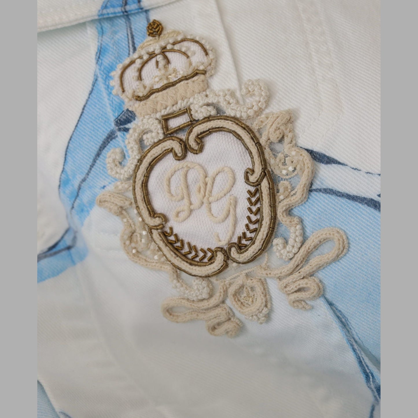Dolce & Gabbana White Cotton Logo Embroidery Denim Jacket