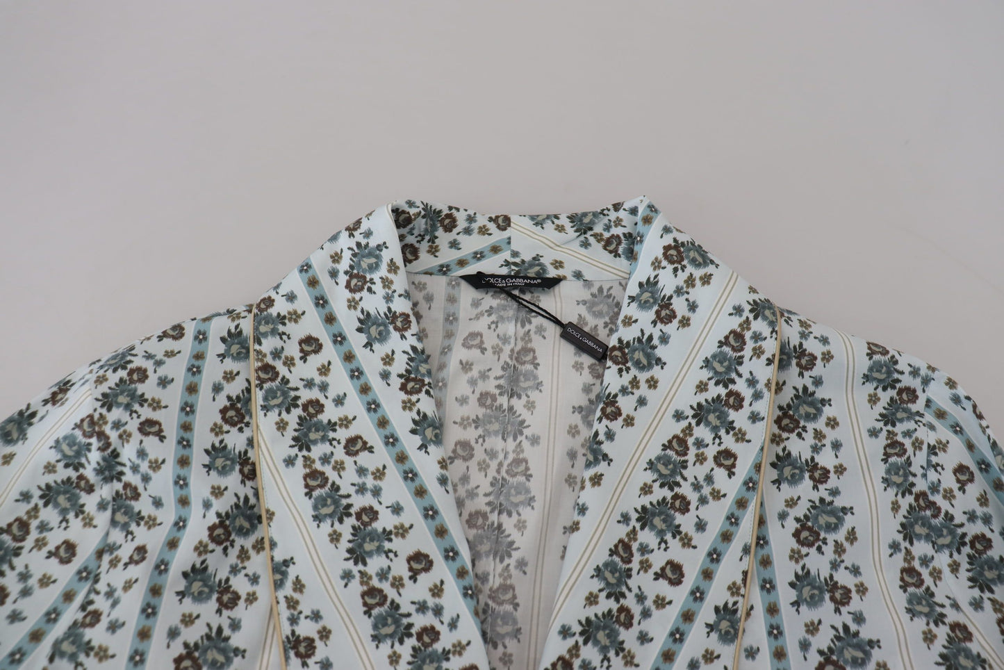 Dolce & Gabbana Blue Floral Cotton Robe Coat Jacket Dolce & Gabbana