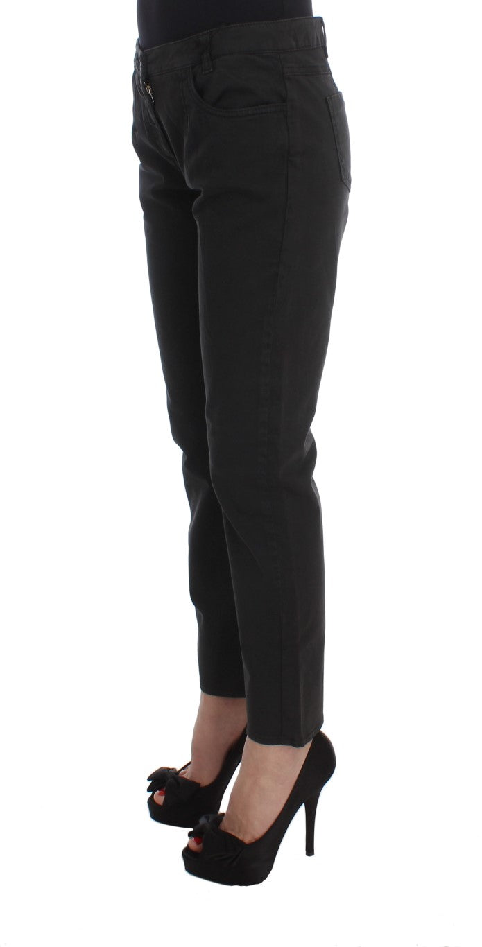 Costume National Black Cotton Capri Cropped Denim Jeans Costume National