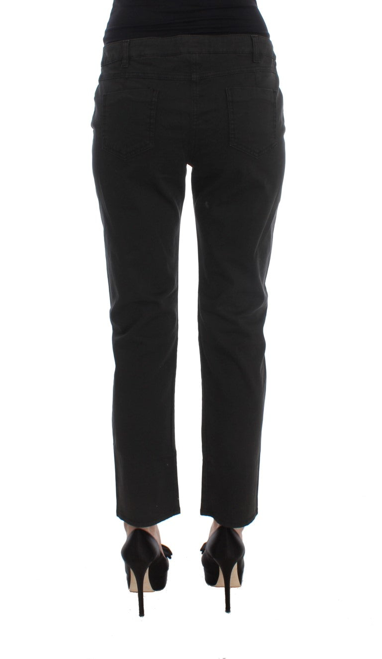 Costume National Black Cotton Capri Cropped Denim Jeans Costume National