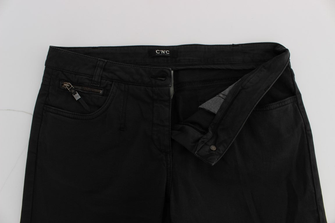 Costume National Black Cotton Capri Cropped Denim Jeans Costume National