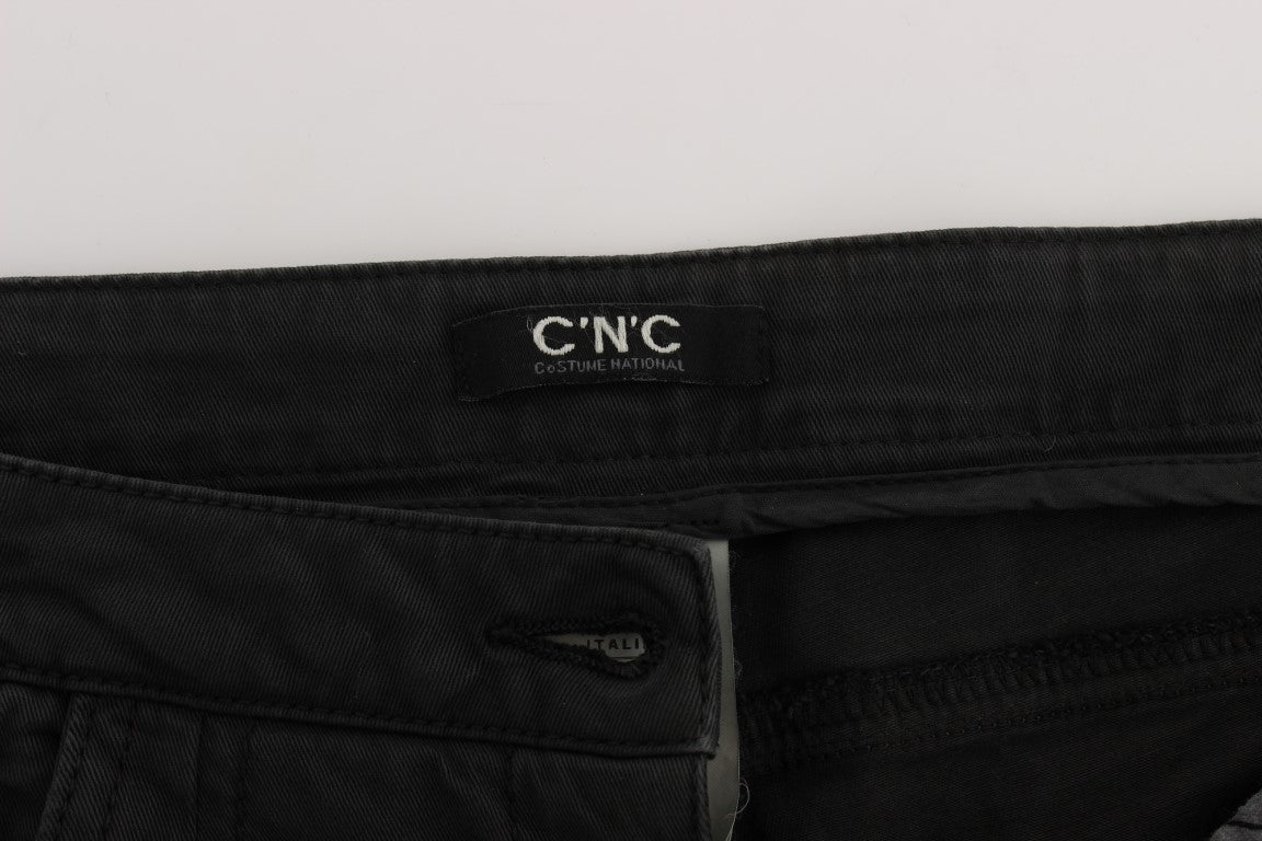 Costume National Black Cotton Capri Cropped Denim Jeans Costume National
