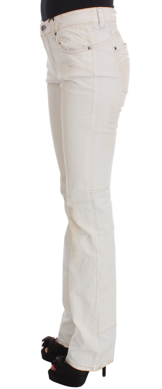Costume National White Cotton Slim Fit Bootcut Jeans Costume National