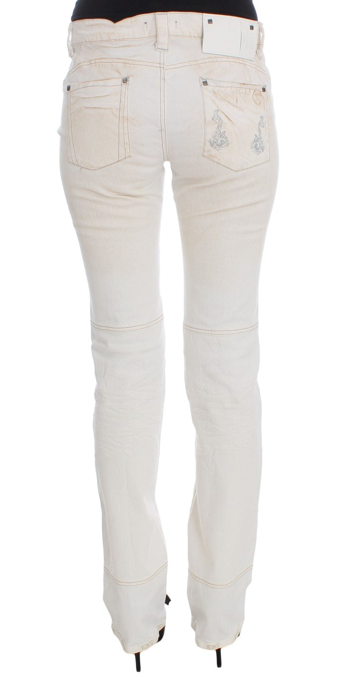 Costume National White Cotton Slim Fit Bootcut Jeans Costume National