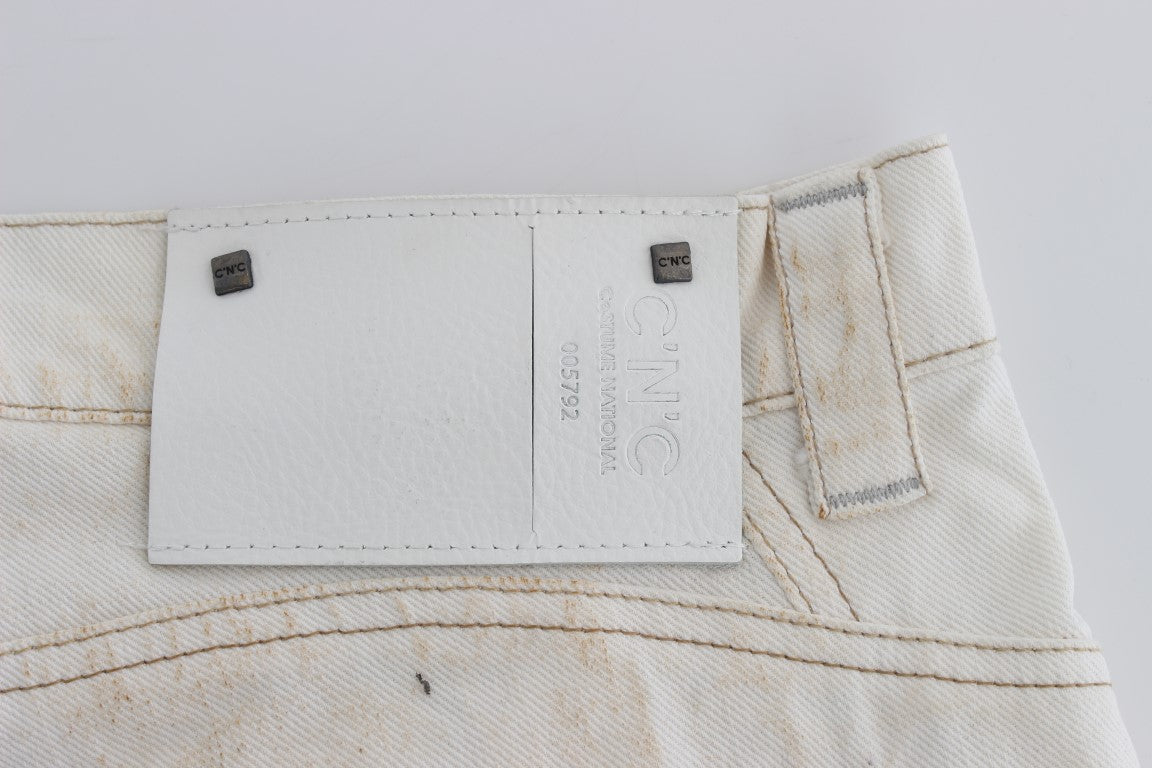 Costume National White Cotton Slim Fit Bootcut Jeans Costume National