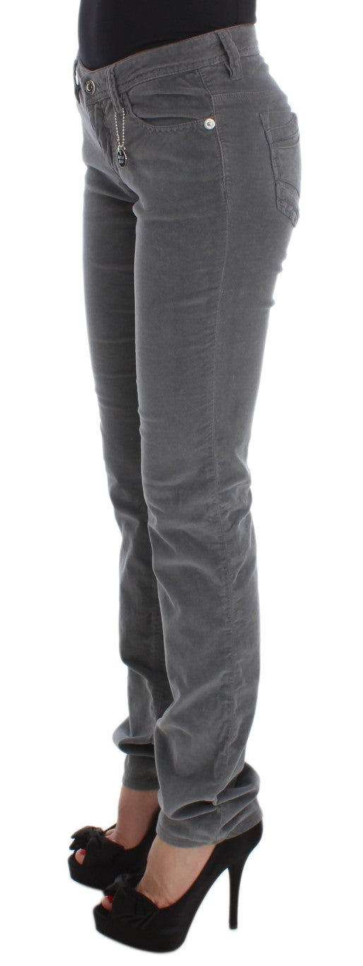 Costume National Gray Cotton Super Slim Corduroys Jeans Costume National