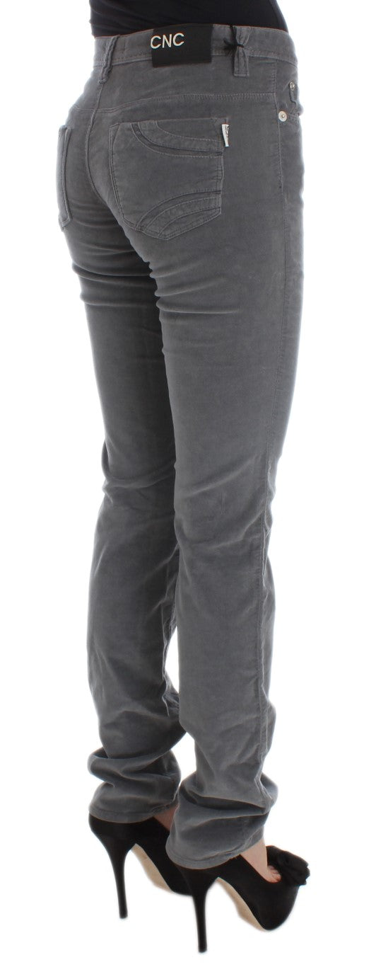 Costume National Gray Cotton Super Slim Corduroys Jeans Costume National