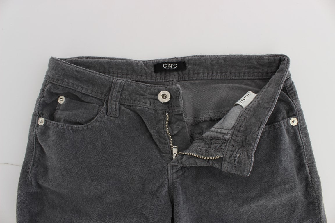 Costume National Gray Cotton Super Slim Corduroys Jeans Costume National