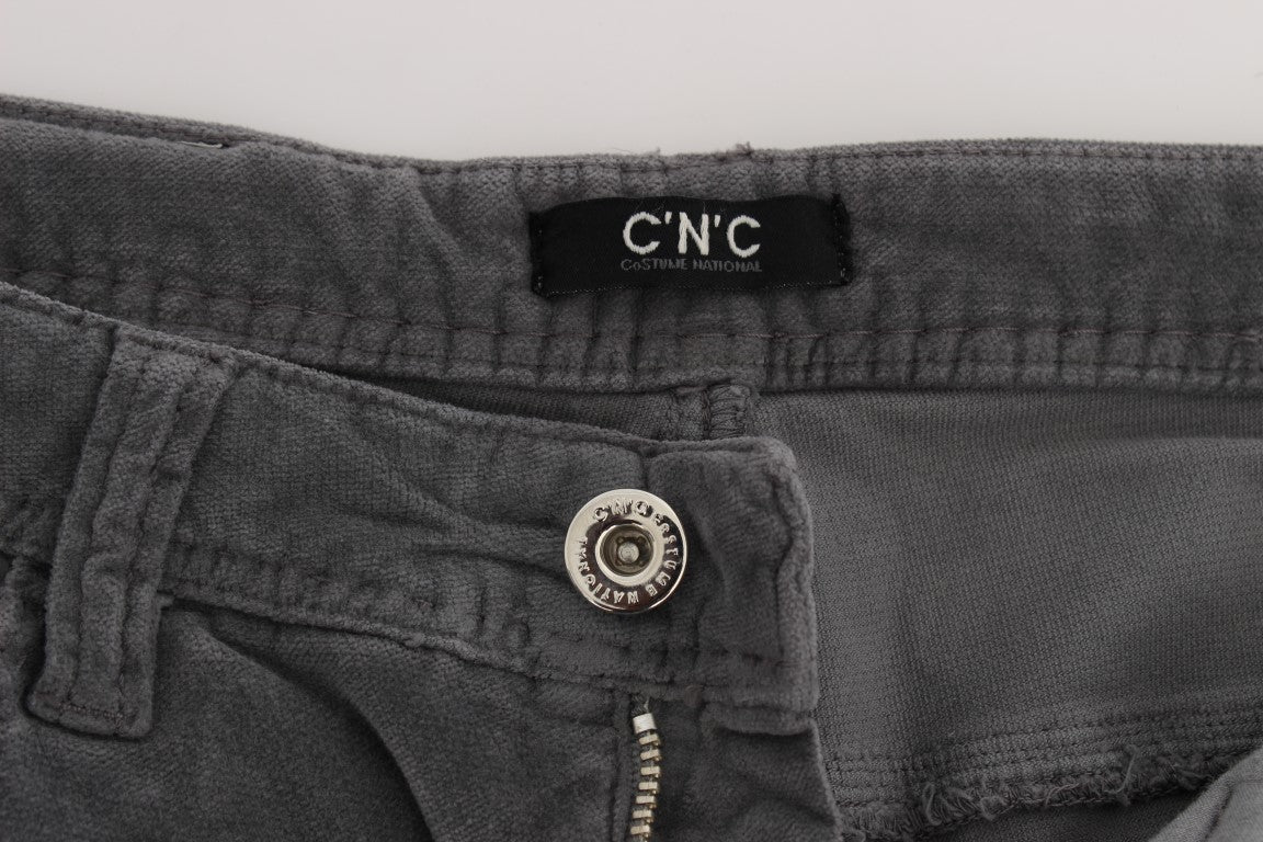 Costume National Gray Cotton Super Slim Corduroys Jeans Costume National