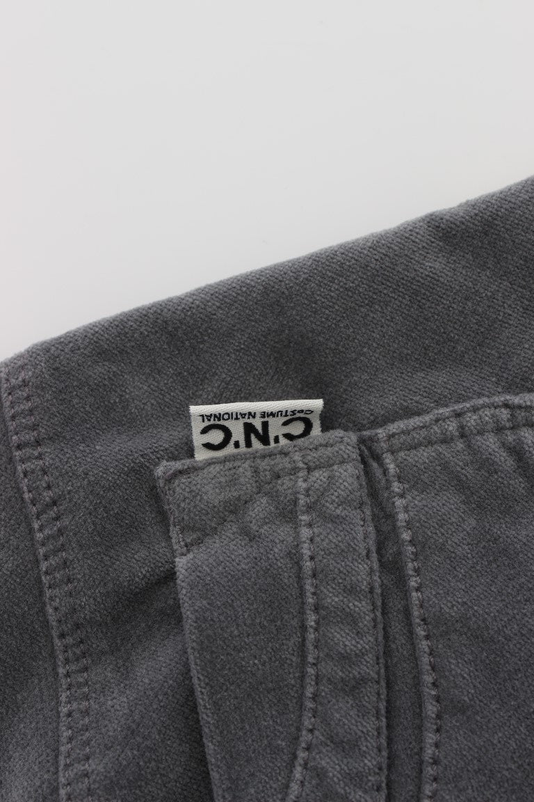 Costume National Gray Cotton Super Slim Corduroys Jeans Costume National