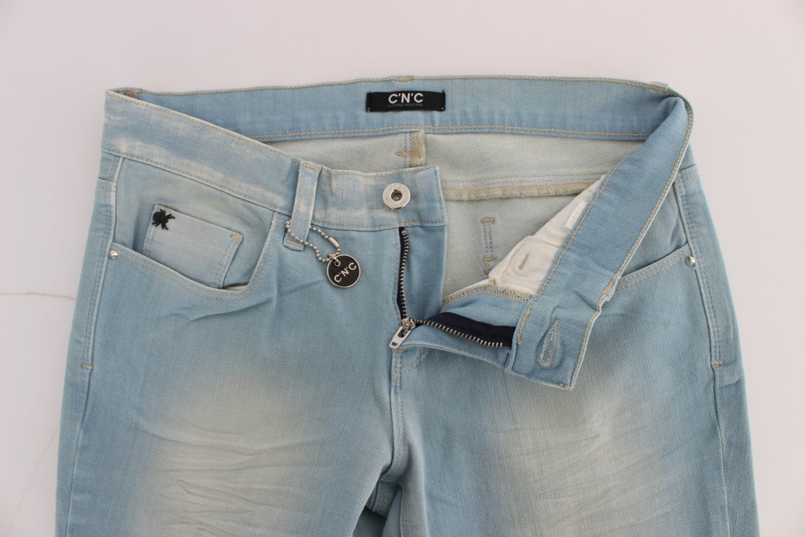 Costume National Blue Cotton Blend Super Slim Fit Jeans Costume National