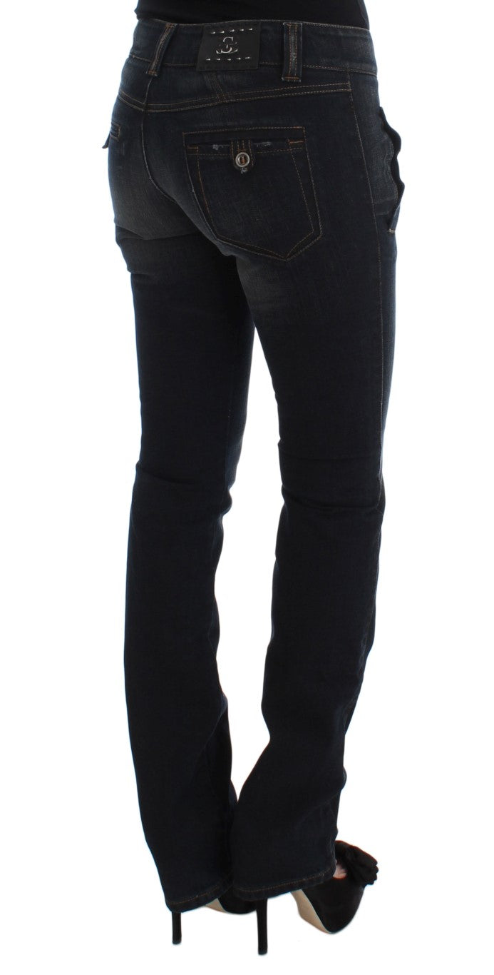 Ermanno Scervino Blue Wash Cotton Slim Fit Jeans Ermanno Scervino