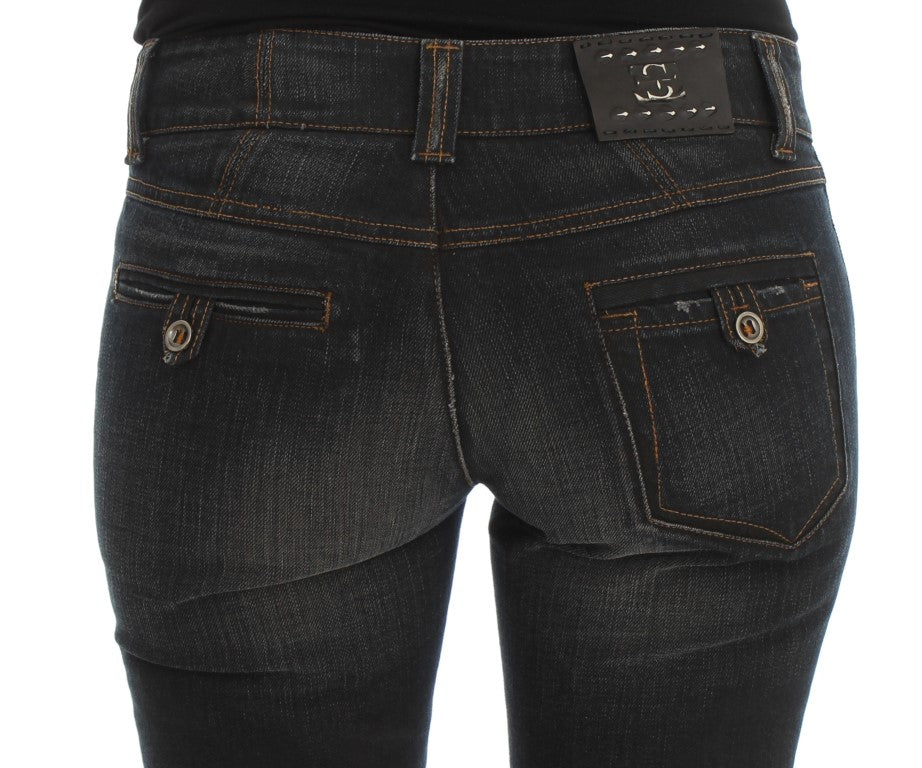 Ermanno Scervino Blue Wash Cotton Slim Fit Jeans Ermanno Scervino