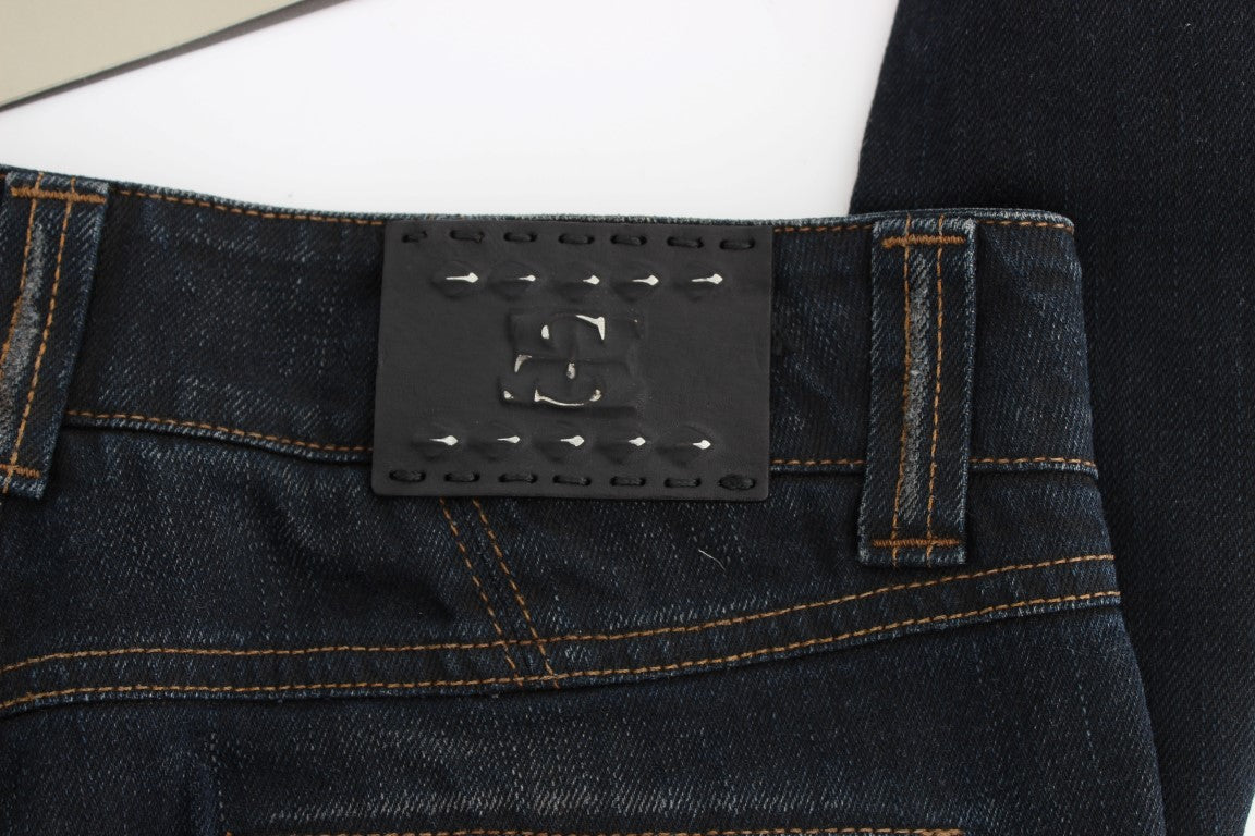 Ermanno Scervino Blue Wash Cotton Slim Fit Jeans Ermanno Scervino